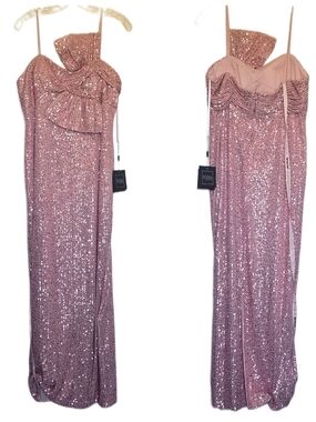 Rose Pink Ieena For Mac Duggal Sequined Faux Bow Column Gown 12 Nwt